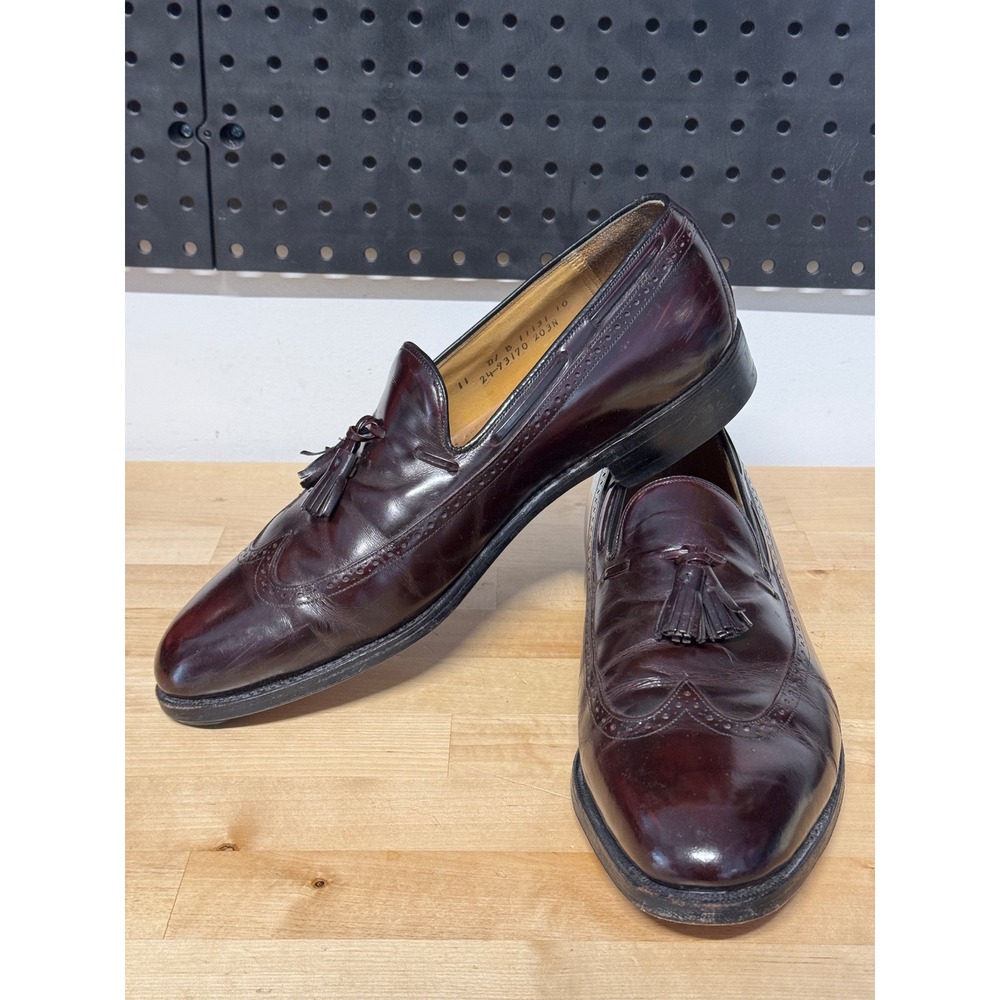 Johnston &‎ Murphy Mens Burgundy Leather Tassel Wingtip Loafer Dress Size 11